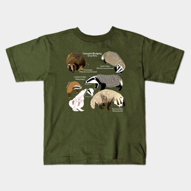 Badgers Meles Genus Poster Kids T-Shirt by belettelepink